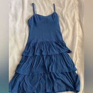 5/$25 H&M Blue and white polka dot ruffle bottom dress.